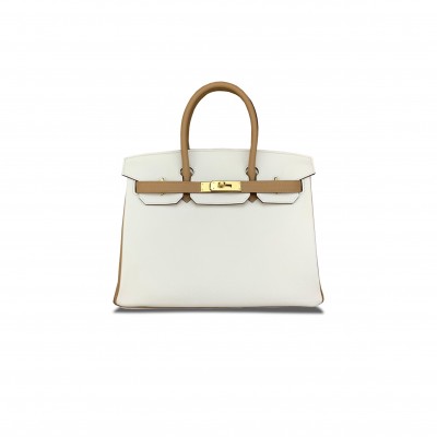 HERMES MASTER BIRKIN 30 TOGO LEATHER MILKSHAKE WHITE BISCUIT COLOR GOLD BUCKLE HANDBAG 2929278431 (30*23*15cm)